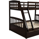 Solid Wood Twin Over Full Bunk Bed with Two Storage Drawers, Espresso