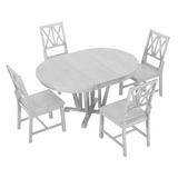 Rustic 5-Piece Extendable Dining Table Set Round Trestle Table and 4 Cross Back Dining Chairs for Kitchen, Dining Room, Gray