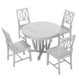 Rustic 5-Piece Extendable Dining Table Set Round Trestle Table and 4 Cross Back Dining Chairs for Kitchen, Dining Room, Gray