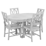 Rustic 5-Piece Extendable Dining Table Set Round Trestle Table and 4 Cross Back Dining Chairs for Kitchen, Dining Room, Gray