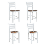 Farmhouse Wood Counter Height Dining Chair Set for Small Places, Set of 4, Walnut+White