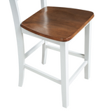 Farmhouse Wood Counter Height Dining Chair Set for Small Places, Set of 4, Walnut+White