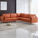 L-Shaped Corner Sectional Technical leather Sofa-orange, 92.5*92.5''