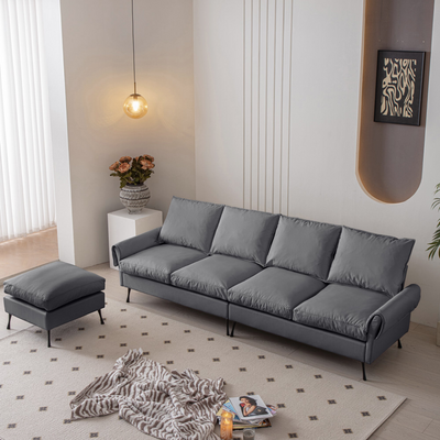 104.5"Modern Sectional Technical leather L-Shaped Sofa Couch with Convertible Ottoman