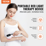 VEVOR Red Light Therapy Device, Portable Red & Near Infrared Light Therapy for Body and Pets, Handheld Red Light Healing Device with LED Display for Muscle Pain Relief & Dogs, Cats (12*650nm + 4*808nm