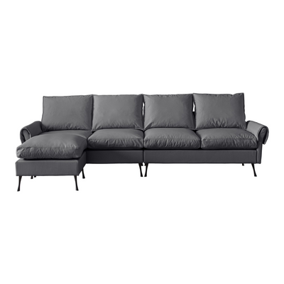 104.5"Modern Sectional Technical leather L-Shaped Sofa Couch with Convertible Ottoman