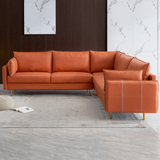 L-Shaped Corner Sectional Technical leather Sofa-orange, 92.5*92.5''