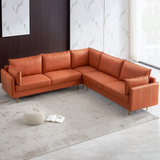 L-Shaped Corner Sectional Technical leather Sofa-orange, 92.5*92.5''