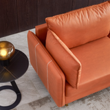 L-Shaped Corner Sectional Technical leather Sofa-orange, 92.5*92.5''