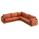 L-Shaped Corner Sectional Technical leather Sofa-orange, 92.5*92.5''