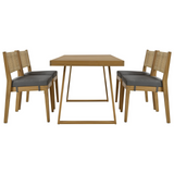 Multi-person Outdoor Acacia Wood Dining Table and Chair Set, Thick Cushions, Suitable for Balcony, Vourtyard, and Garden.