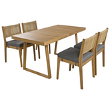 Multi-person Outdoor Acacia Wood Dining Table and Chair Set, Thick Cushions, Suitable for Balcony, Vourtyard, and Garden.