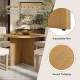 Modern 5-Piece Round Dining Table Set Pedestal Kitchen Table Set with 4 Upholstered Dining Chairs for Studio, Apartment, Small Places, Natural