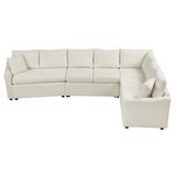 124.8"L-shaped Sofa Convertible Sofa Bed Pull Out Sofa Sleeper with Two Back Pillows, Two USB Ports and Two Power Sockets for Living Room, Beige