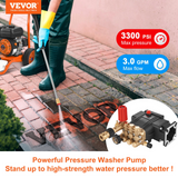 VEVOR Pressure Washer Pump, 3/4" Shaft Horizontal Triplex Plunger, 3700 PSI, 2.5 GPM, Replacement Power Washer Pumps Kit, Parts Washer Pump, Compatible with Simpson MorFlex Models 40224, 40225, 40226