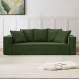 88.97inch Corduroy Sofa with 5 Matching Toss Pillows, Sleek Design, Spacious and Comfortable 3 Seater Couch for Modern Living Room,GREEN.