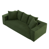 88.97inch Corduroy Sofa with 5 Matching Toss Pillows, Sleek Design, Spacious and Comfortable 3 Seater Couch for Modern Living Room,GREEN.