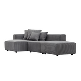 Soft Corduroy Sectional Modular Sofa Set, Small L-Shaped Chaise Couch for Living Room, Apartment, Office, Gray