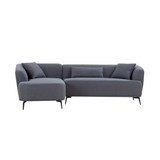 102" L shape Sectional Sofa Couch with Chaise Lounge for Living room/ Office, Metal Legs,Dark Grey