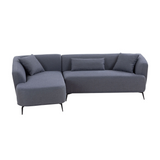 102" L shape Sectional Sofa Couch with Chaise Lounge for Living room/ Office, Metal Legs,Dark Grey