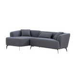 102" L shape Sectional Sofa Couch with Chaise Lounge for Living room/ Office, Metal Legs,Dark Grey