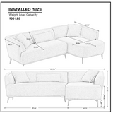 102" L shape Sectional Sofa Couch with Chaise Lounge for Living room/ Office, Metal Legs,Dark Grey