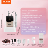 VEVOR Electric Cordless Nail Drill - with 35000RRM Brushless Motor and Charging Base, Rechargeable Nail E File Machine with 6 Bit & 50PCS Sanding Band for Acrylic Gel Nail, Manicure Pedicure Polishing