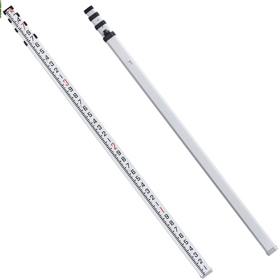 VEVOR Aluminum Grade Rod, 14-Feet/10ths 6 Sections Telescopic Measuring Rod,Double-Sided Scale 1/10 ft Leveling Rod Stick,Aluminum Alloy Survey Rod w/ Bubble Level&Carrying Bag for Houses,Walls,Floors