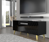 Diuna tv stand 145 2D1K / 56,9 in black / black gloss / gold leg