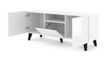 Diuna tv stand 145 2D1K / 56,9 in white / white gloss / black leg