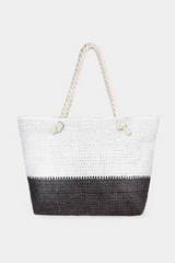 2 Tone Straw Beach Tote