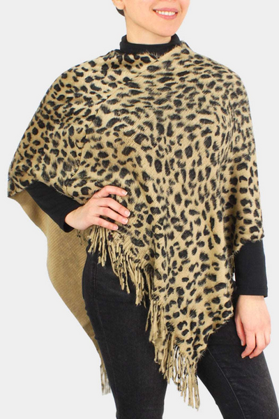 Brushed Leopard Poncho