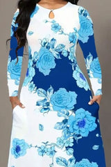 Pocketed Printed Long Sleeve Dress