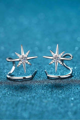 Moissanite Star Rhodium-Plated Earrings