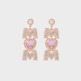 MOM Pearl Rhinestone Alloy Earrings