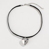 Heart Pendant Velvet Rope Choker Necklace