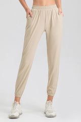 Elastic Waist Active Pants with Pockets