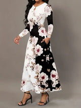 Pocketed Printed Long Sleeve Dress