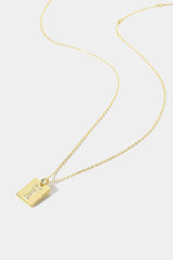 Inlaid Zircon Rectangle Pendant Necklace