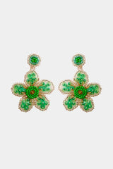 Flower Shape Beaded Dangle Earrings