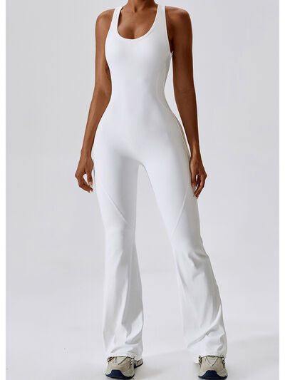 Cutout Wide Strap Bootcut Active Jumpsuit