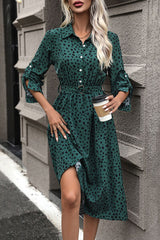 Polka Dot Tied Button Up Dress