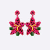 Bead Stainless Steel Flower Dangle Earrings