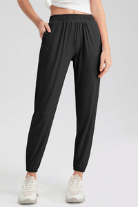 Elastic Waist Active Pants with Pockets