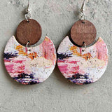 Wood & PU Drop Earrings