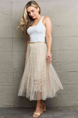 Ninexis Lace Flowy Midi Skirt