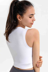 Ribbed Crisscross Round Neck Cropped Sports Tank