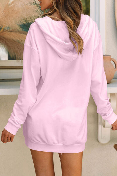 Drawstring Half Zip Hooded Dress