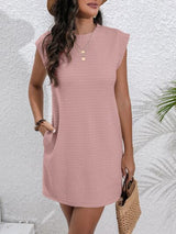 Round Neck Cap Sleeve Mini Dress