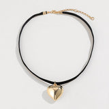 Heart Pendant Velvet Rope Choker Necklace